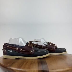 Womens Sebago Docksides Portland Nubuck Waxy Blue Causal Boat Shoes Size 7.5 M